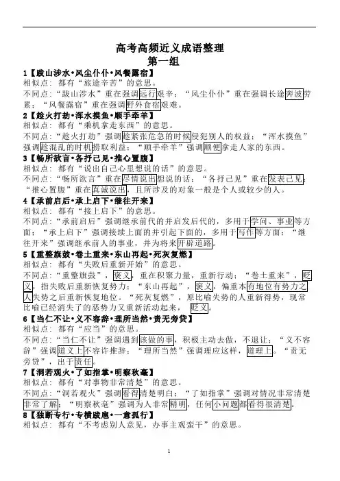 高考高频近义成语整理