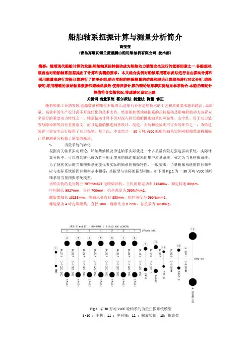船舶轴系扭振计算与测量分析简介
