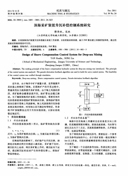 深海采矿装置升沉补偿控制系统研究