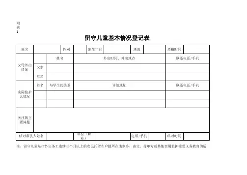 留守儿童基本情况登记表