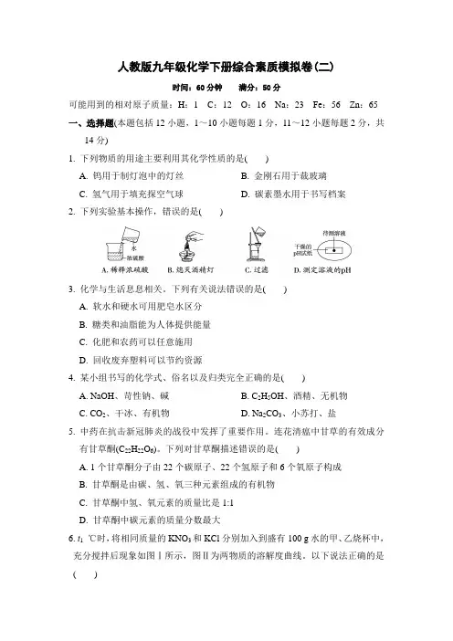 人教版九年级化学下册综合素质模拟卷 附答案 (1)