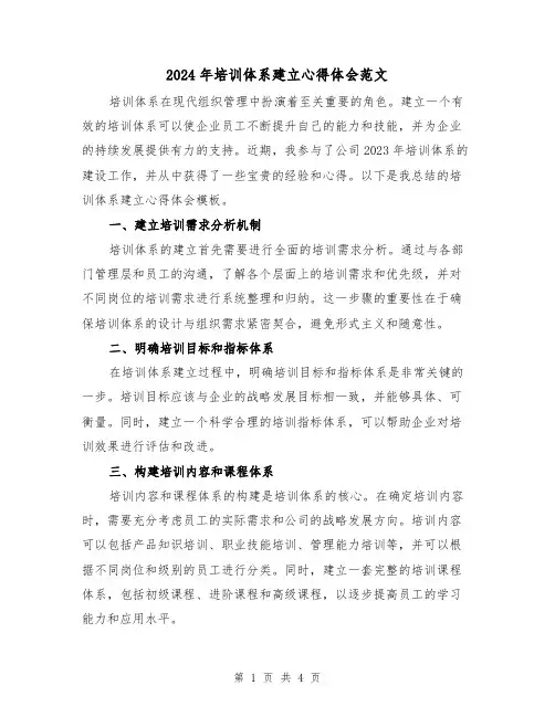 2024年培训体系建立心得体会范文(2篇)