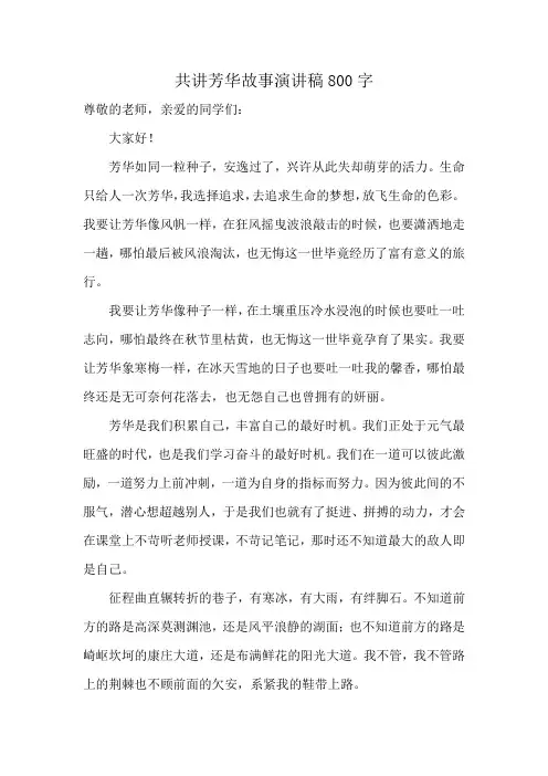 共讲芳华故事演讲稿800字