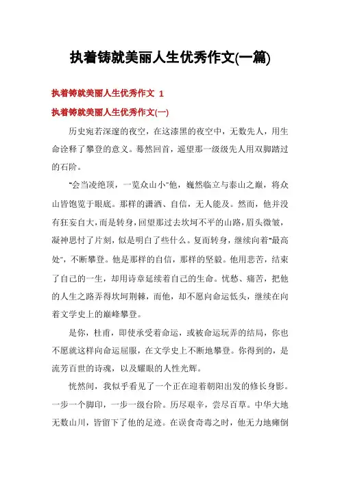 执着铸就美丽人生优秀作文(一篇)