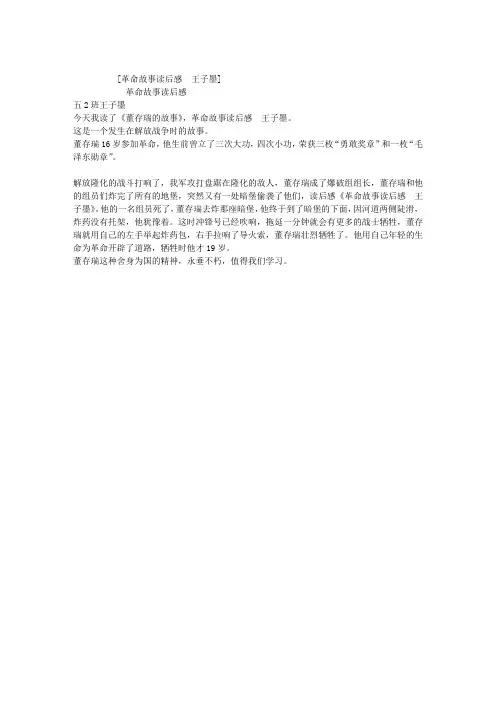 革命故事读后感  王子墨