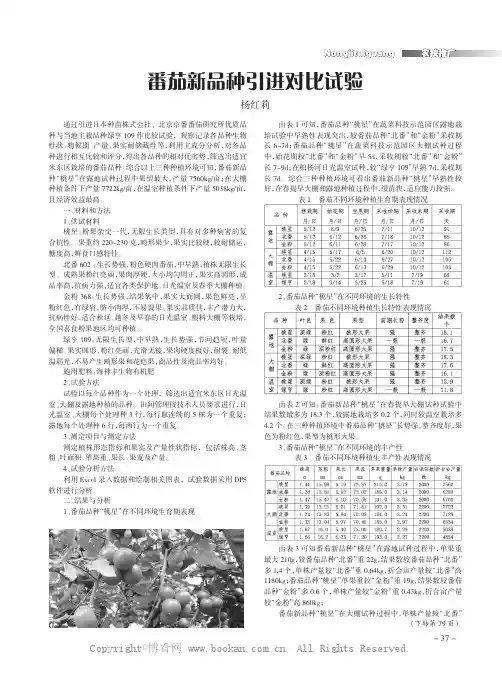 番茄新品种引进对比试验