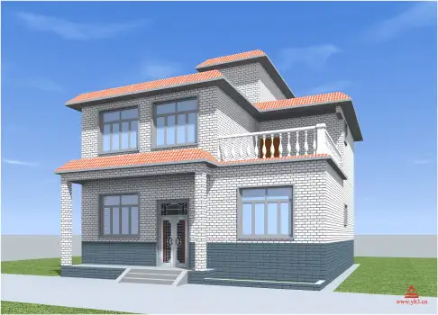 10x11.8 二层新农村自建房建筑设计图纸简约现代房屋平面图方案图纸户型布局图效果图