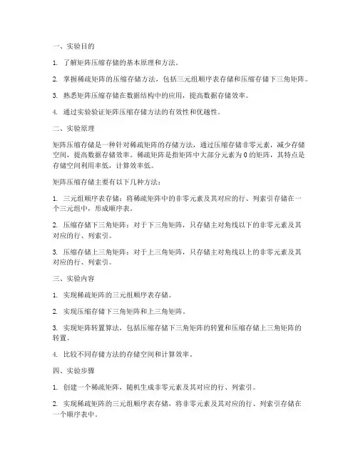 矩阵压缩实验报告