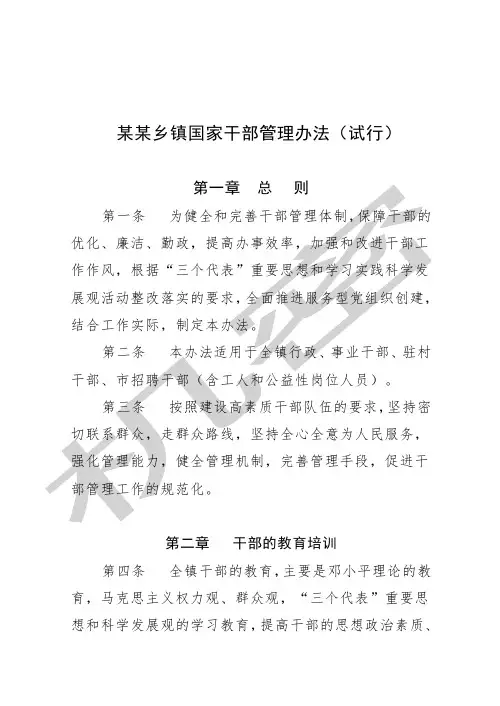 乡镇干部管理办法