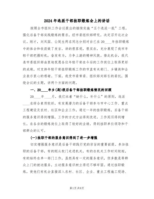 2024年选派干部挂职锻炼会上的讲话(二篇)