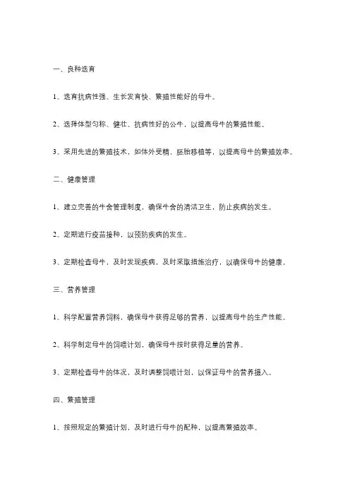提升母牛繁殖及生产性能的关键技术措施