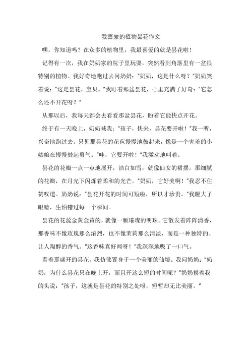 我喜爱的植物昙花作文