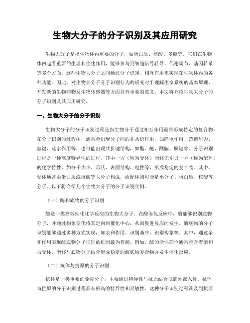 生物大分子的分子识别及其应用研究