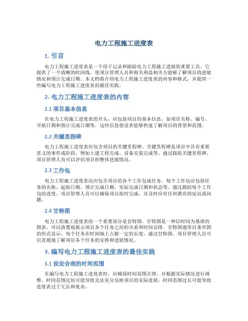 电力工程施工进度表