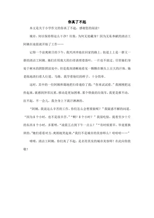 你真了不起_小学作文