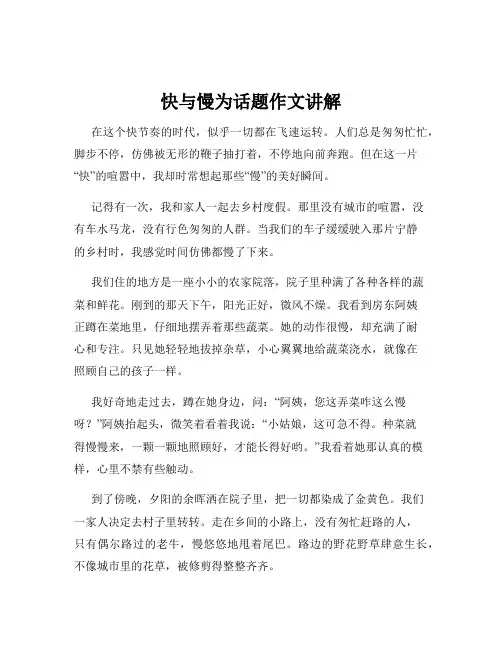 快与慢为话题作文讲解