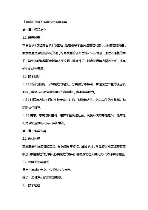 《废墟的召唤》教学设计教学教案