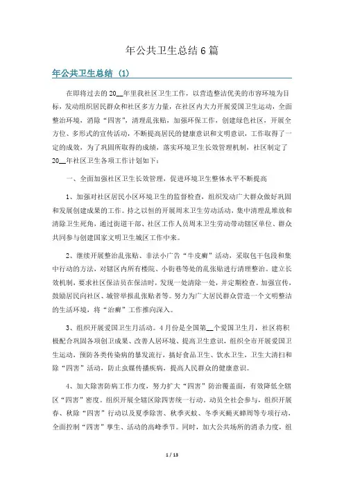 年公共卫生总结6篇