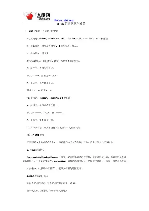 gmat逻辑题题型总结