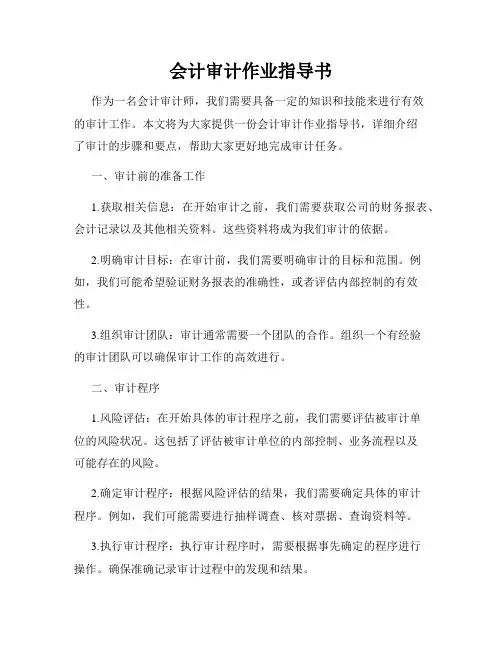 会计审计作业指导书