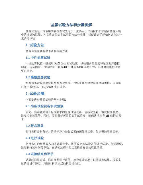 盐雾试验方法和步骤讲解