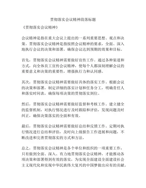 贯彻落实会议精神段落标题