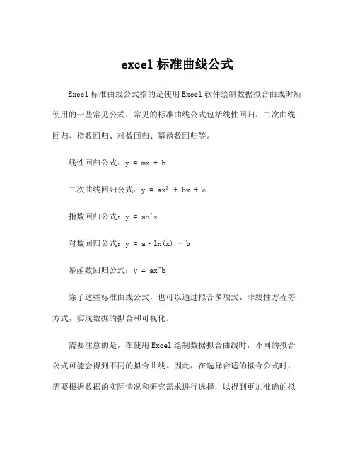excel标准曲线公式