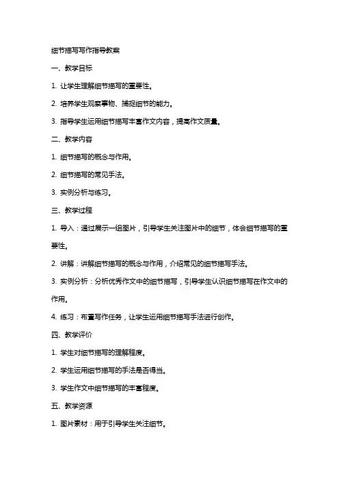 细节描写写作指导教案