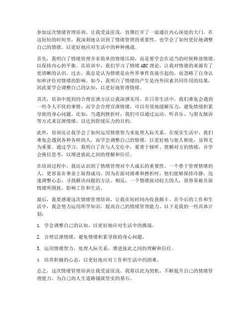 情绪管理培训后的感想