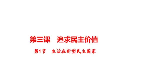 生活在新型民主国家 部编版道德与法治九年级上册