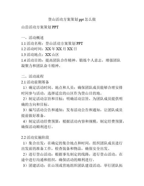 登山活动方案策划ppt怎么做