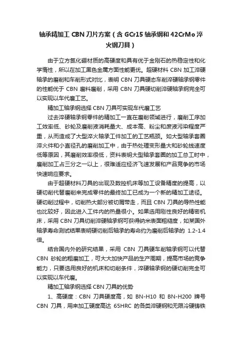 轴承精加工CBN刀片方案（含GCr15轴承钢和42CrMo淬火钢刀具）