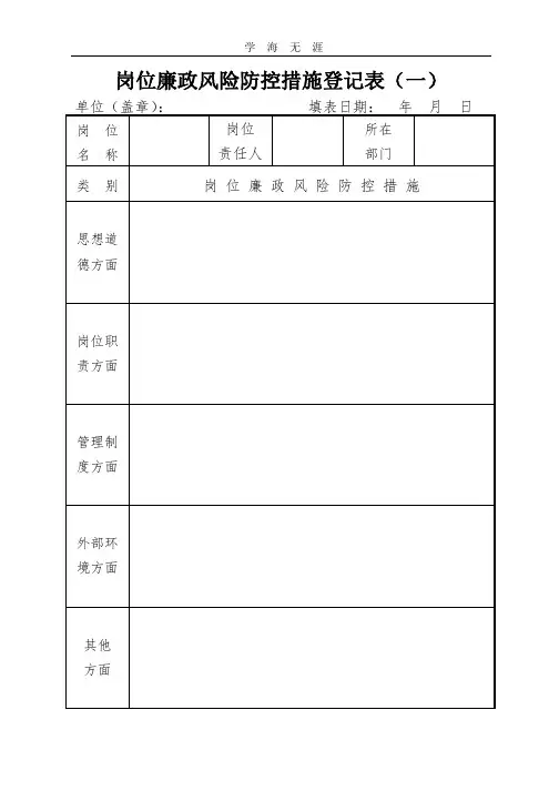 岗位廉政风险防控措施登记表(模板).pptx