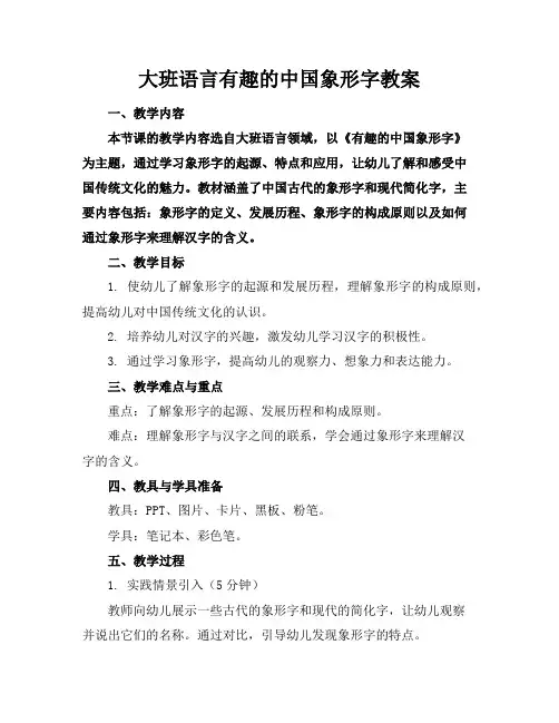 大班语言有趣的中国象形字教案