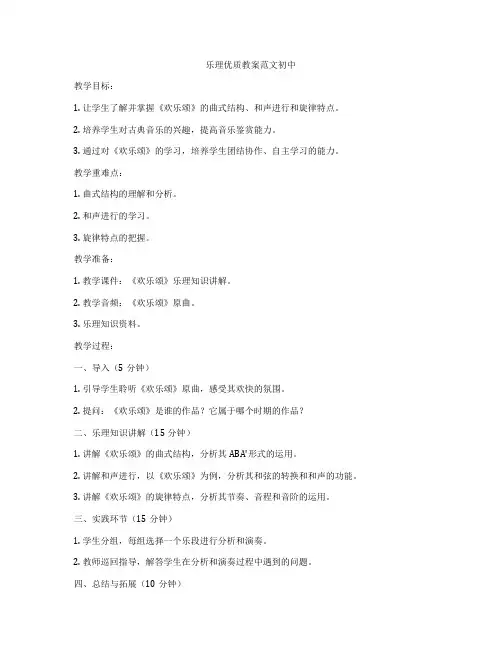 乐理优质教案范文初中