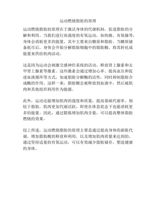 运动燃烧脂肪的原理