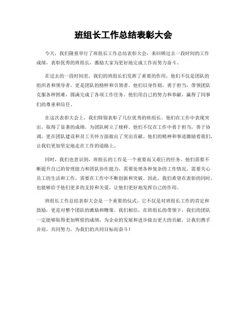 班组长工作总结表彰大会