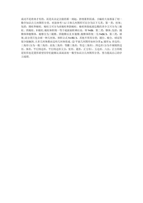 初一数学知识点几何图形分类
