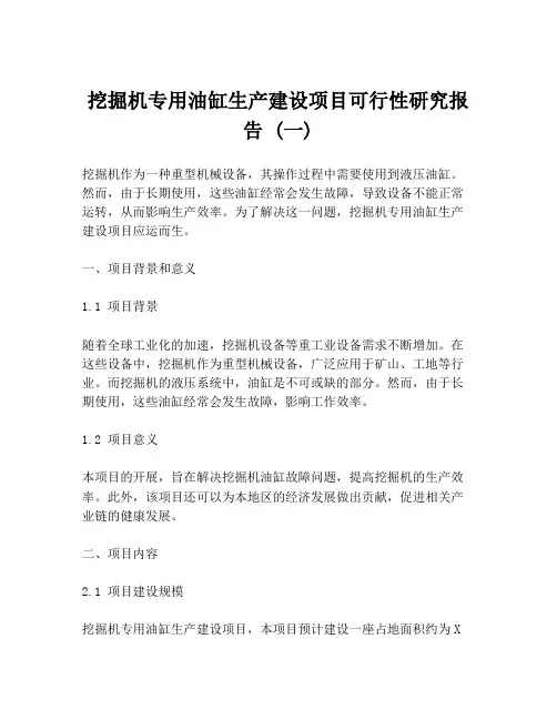 挖掘机专用油缸生产建设项目可行性研究报告 (一)