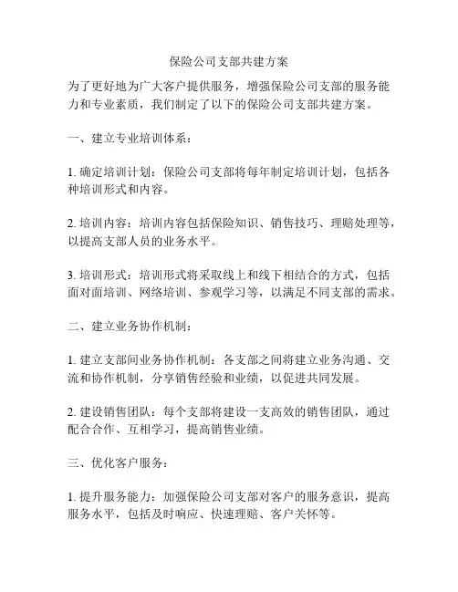 保险公司支部共建方案