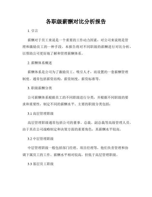 各职级薪酬对比分析报告