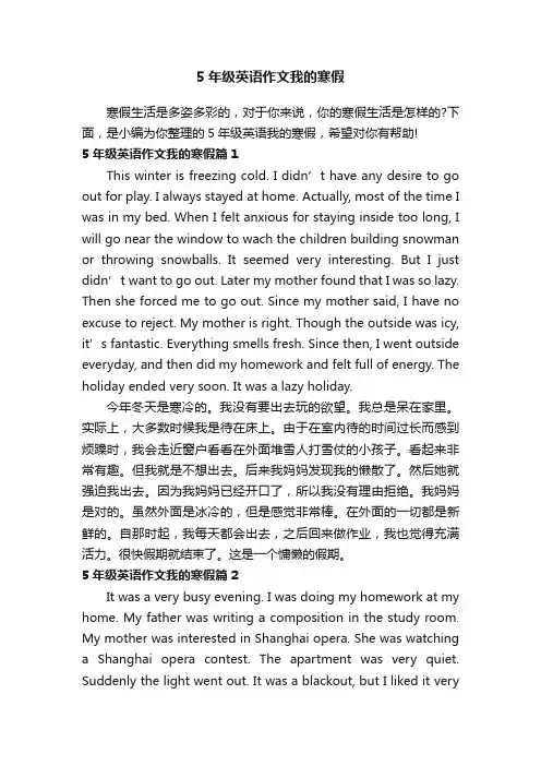 5年级英语作文我的寒假