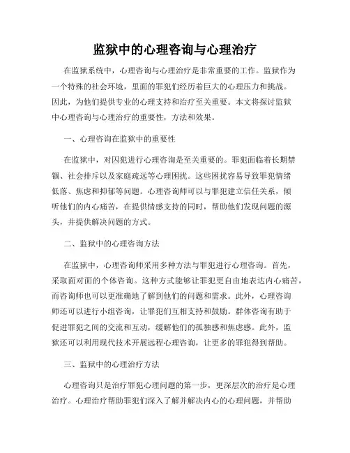 监狱中的心理咨询与心理治疗