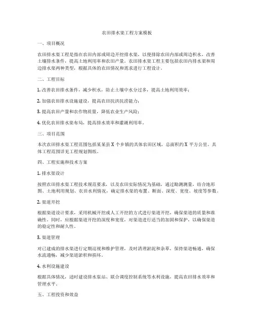 农田排水渠工程方案模板