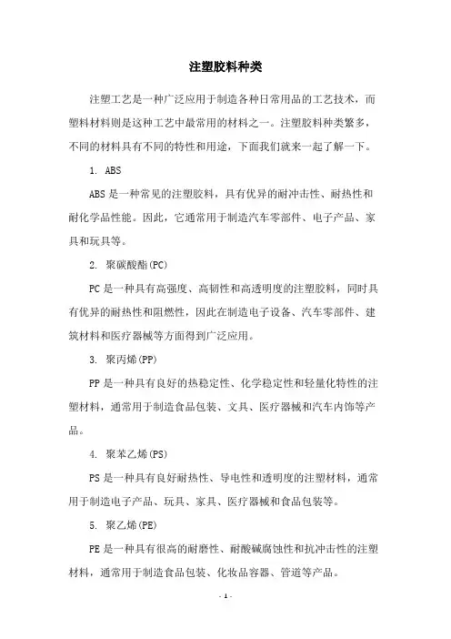 注塑胶料种类
