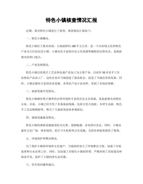 特色小镇核查情况汇报