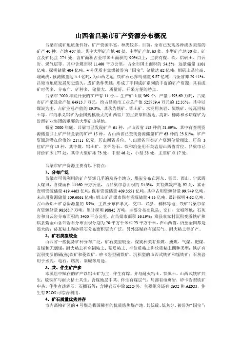 山西省吕梁市矿产资源概况