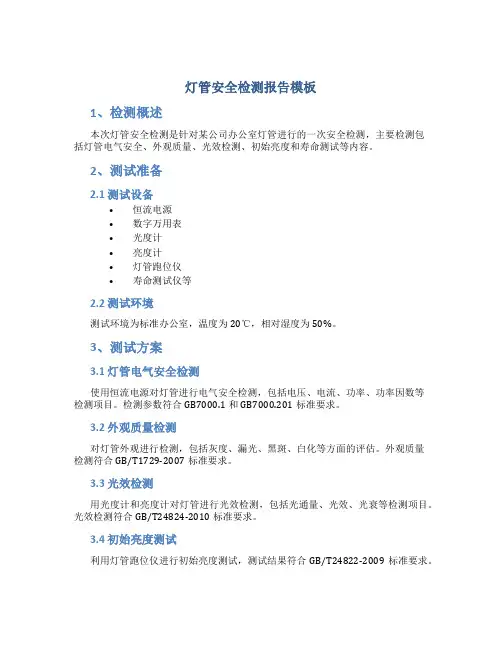灯管安全检测报告模板