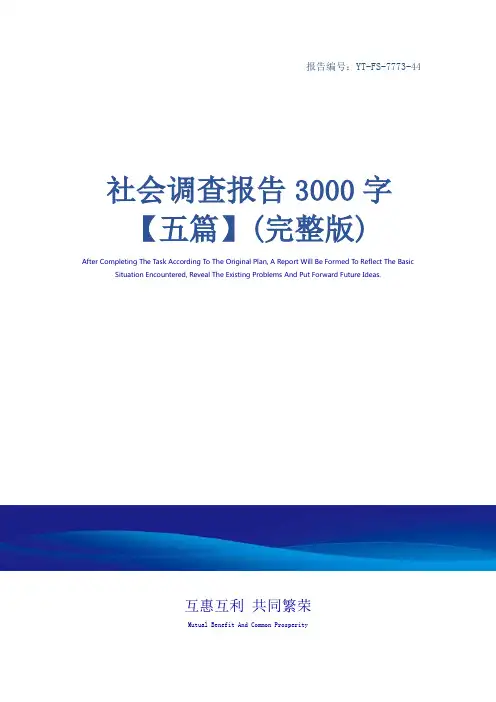 社会调查报告3000字【五篇】(完整版)