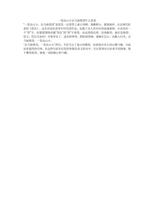 一览众山小会当凌绝顶什么意思
